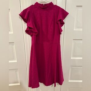 Tommy Hilfiger: Vibrant Pink Dress with Ruffle Sleeves. Size 8.